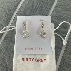 Birdy Grey Crystal Drop Earrings NWT